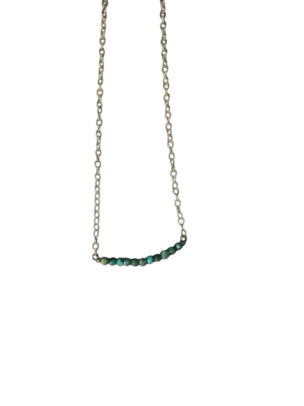 Delicate Turquoise Beaded Bar Necklace - Women's Jewelry